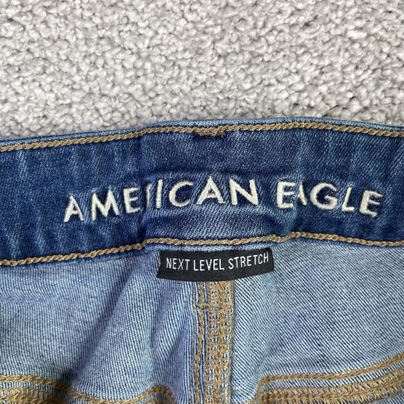 American Eagle Jeans Women’s 14 X-Short Blue Skinny Kick High Rise Distressed - Picture 5 of 12